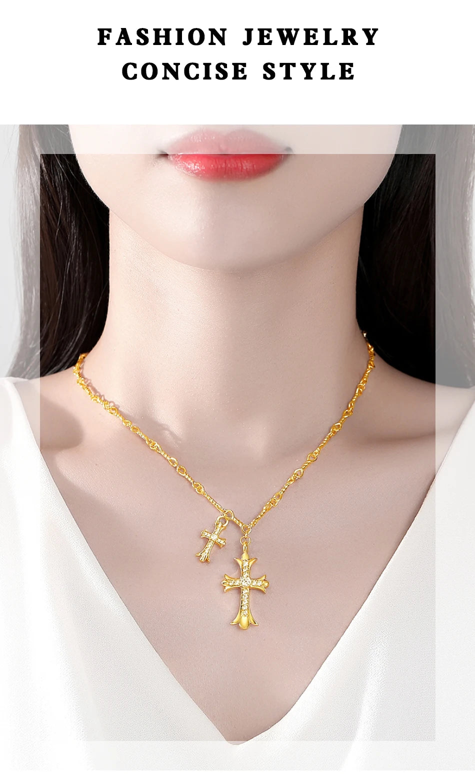 AHS Charm Gold Color Cross Necklace