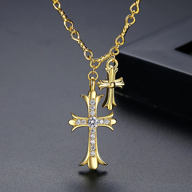 AHS Charm Gold Color Cross Necklace