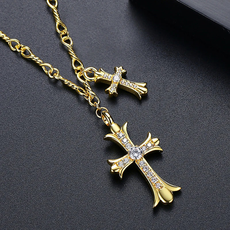 AHS Charm Gold Color Cross Necklace