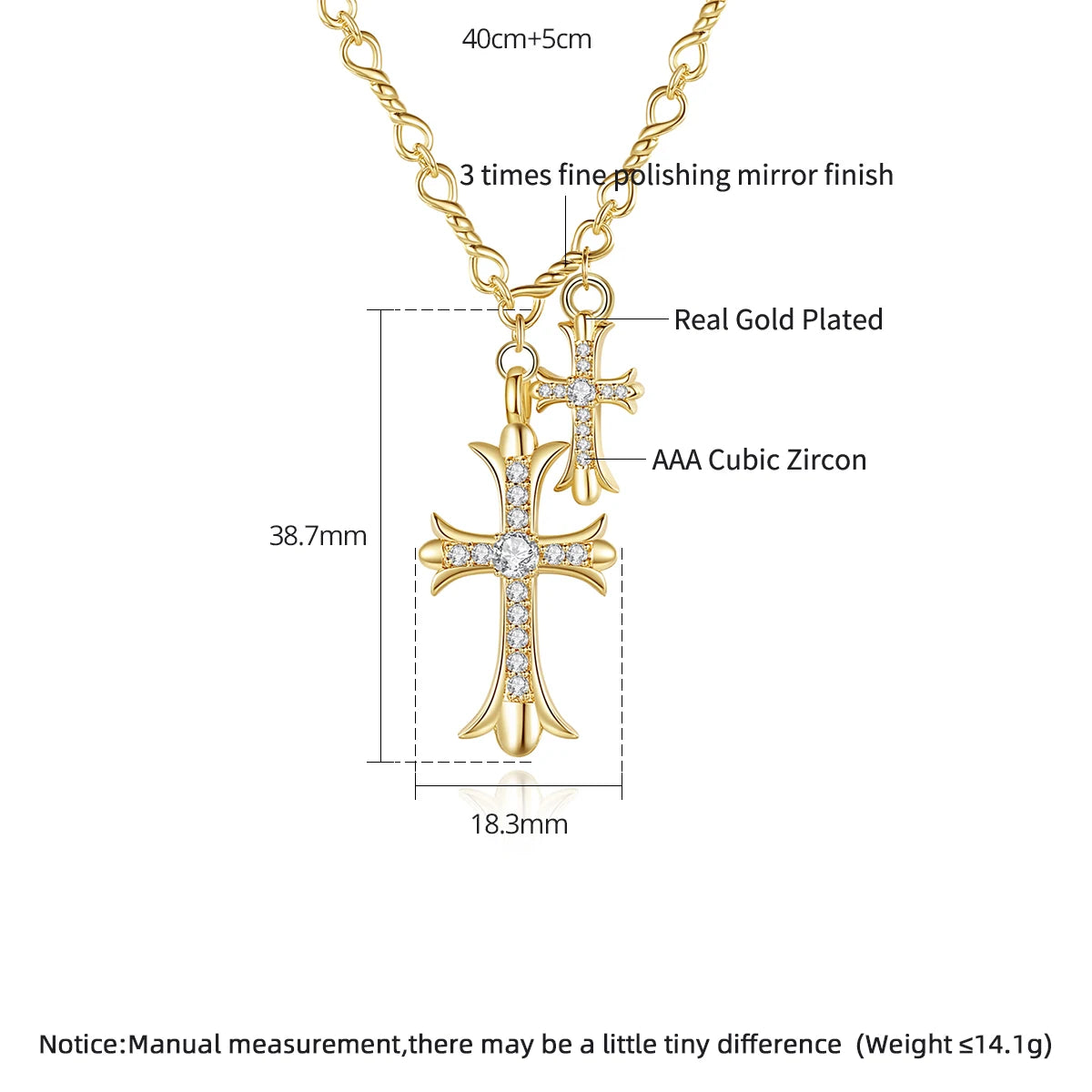 AHS Charm Gold Color Cross Necklace