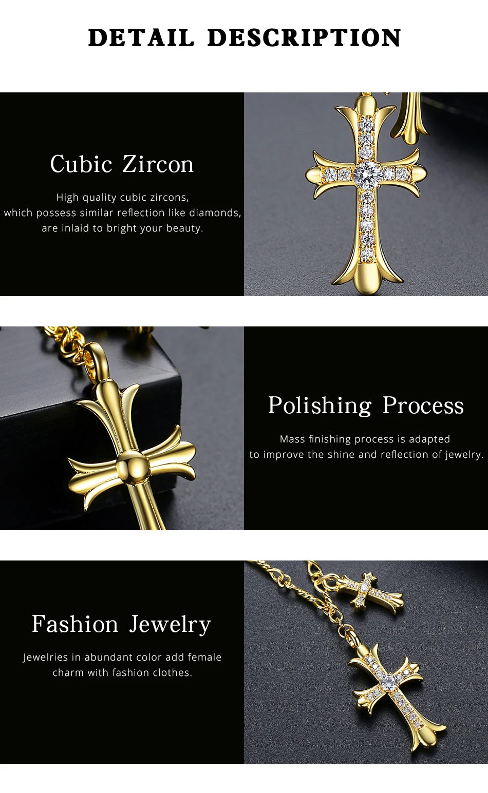 AHS Charm Gold Color Cross Necklace